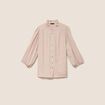 Chemise col montant manches 3/4 ivoire femme