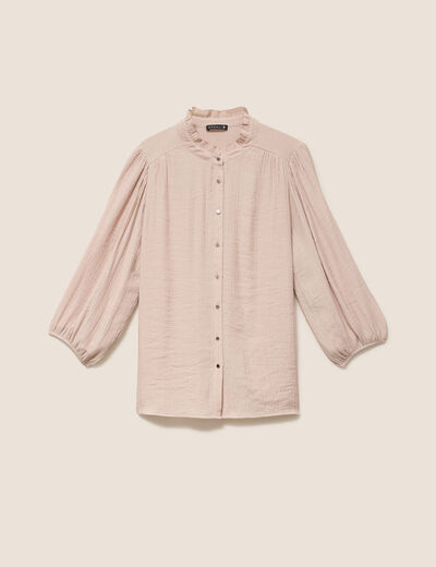 Chemise col montant manches 3/4 ivoire femme
