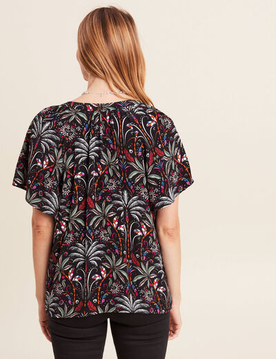 Blouse manches courtes noir femme