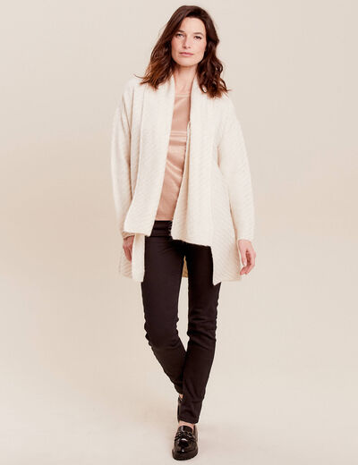 Gilet manches longues creme femme