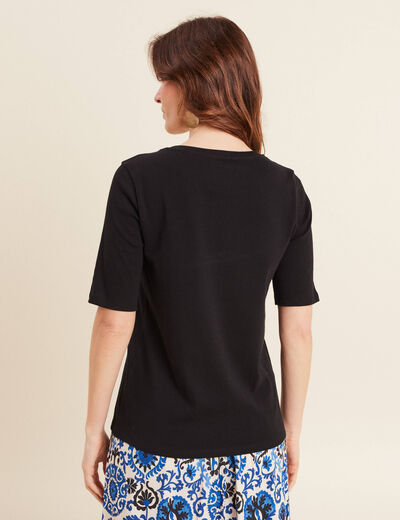 T-shirt manches coude noir femme