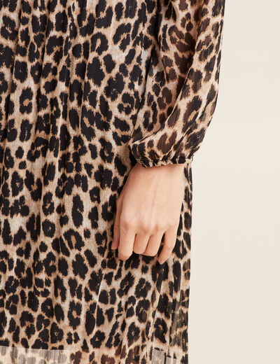 Robe évasée plissée creme femme