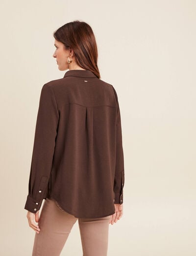 Chemise manches longues marron femme