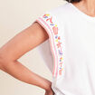 T-shirt broderie bas resserr&eacute; blanc femme