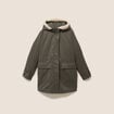 Parka cintr&eacute;e 4 en 1 avec capuche vert kaki femme
