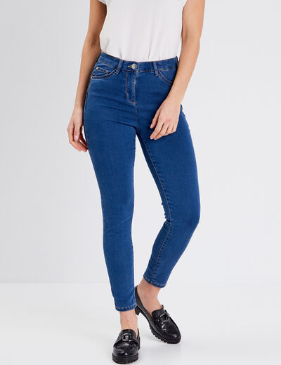 Jeans léger taille haute 7/8ème denim double stone femme