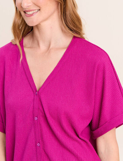 Chemisette effet boule manches courtes violet clair femme