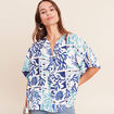 Chemise ample manches courtes fluide bleu femme