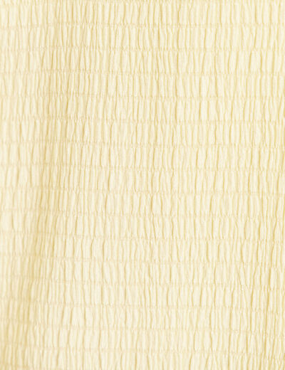 Blouse col v manches coudes jaune pastel femme