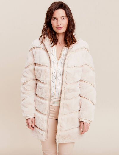 Manteau fausse fourrure ivoire femme