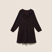Robe courte &eacute;vas&eacute;e col v manches longues marron fonc&eacute; femme