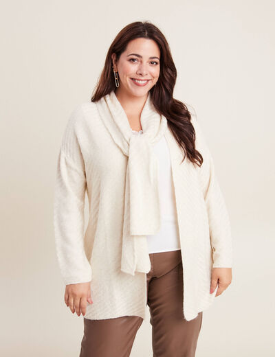 Gilet manches longues creme femme