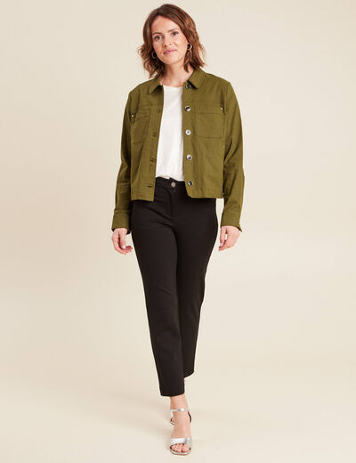 Veste boutonnée vert olive femme