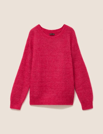 Pull droit col rond manches longues rose femme