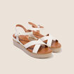 Sandales &agrave; talon compens&eacute; avec brides blanc femme