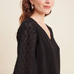 Blouse manches 3/4 noir femme