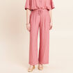 Pantalon fluide taille haute mauve femme