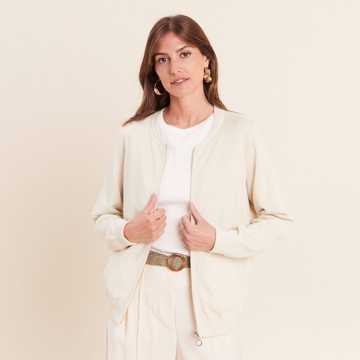 Gilet r&eacute;versible esprit bomber blanc femme