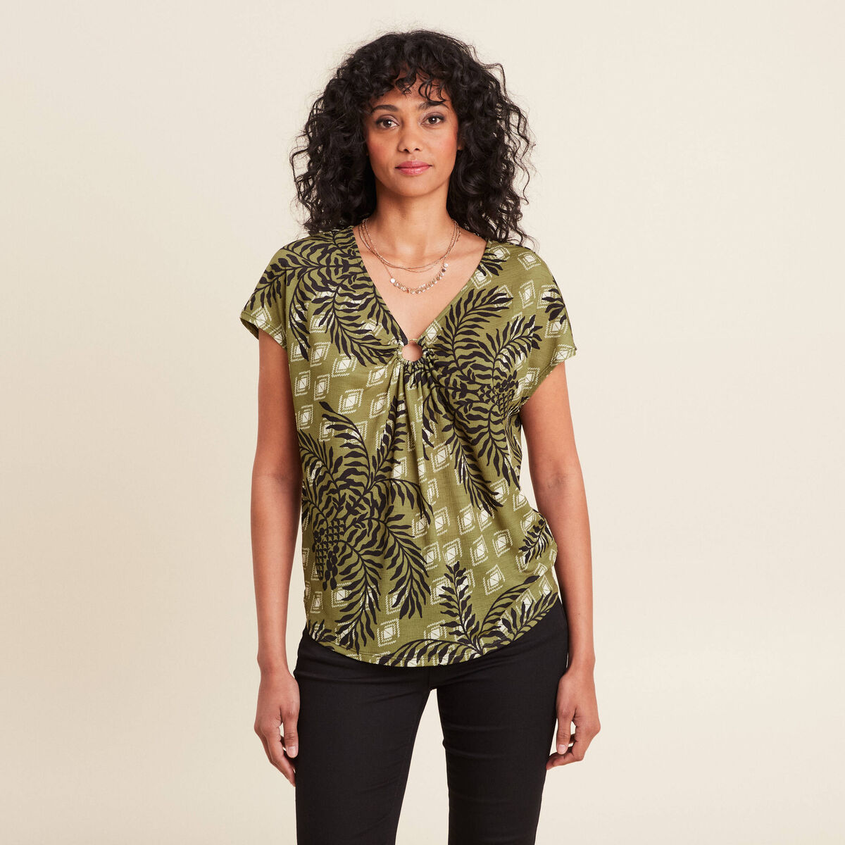 T-shirt manches courtes vert femme