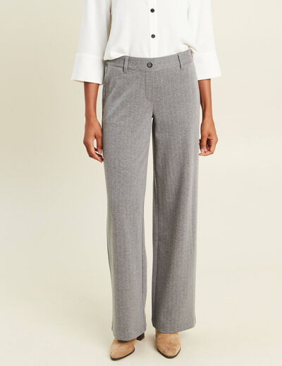 Pantalon loose taille bascul&eacute;e gris femme