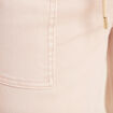 Pantalon taille haute coupe droite denim beige femme