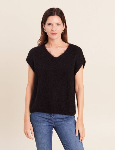 Pull sans manches noir femme