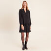 Robe courte &eacute;vas&eacute;e col v manches longues noir femme