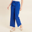 Pantalon flou droit 7/8&egrave;me bleu electrique femme