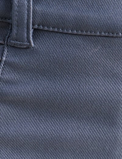 Pantalon enduit ajust&eacute; taille bascul&eacute;e bleu fonc&eacute; femme