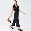 Robe longue droite ceinturée noir femme