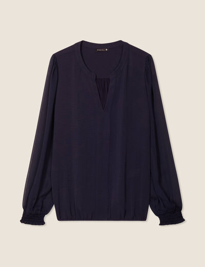 Blouse manches longues bleu foncé femme