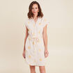 Robe courte évasée col chemise ceinturée rose femme