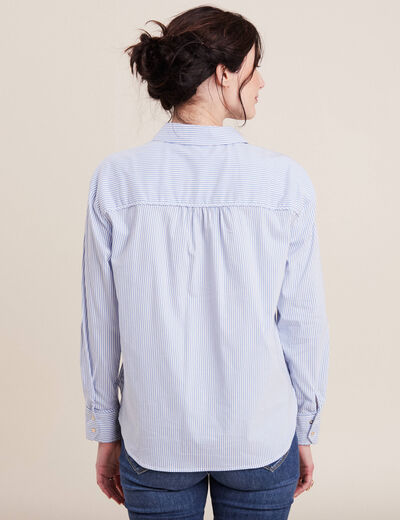 Chemise manches longues bleu femme