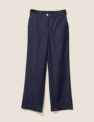 Pantalon large taille haute denim stone femme