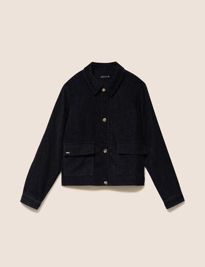Veste courte droite denim brut femme