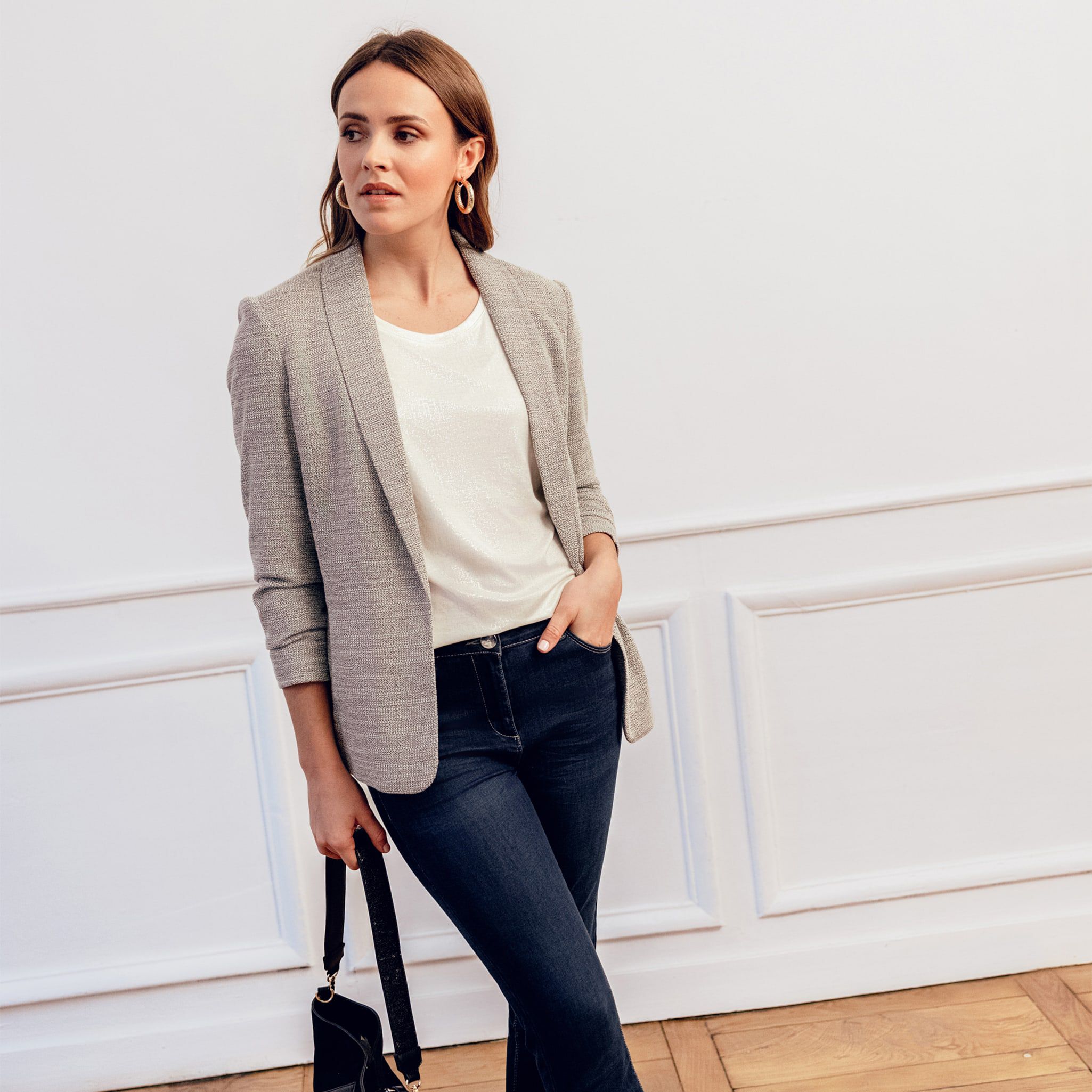 Longue veste grise femme deals