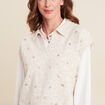Pull sans manches col chemise beige femme