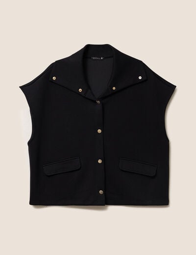 Gilet manches courtes col camionneur noir femme