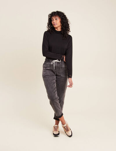 T-shirt thermo-douceur manches longues noir femme
