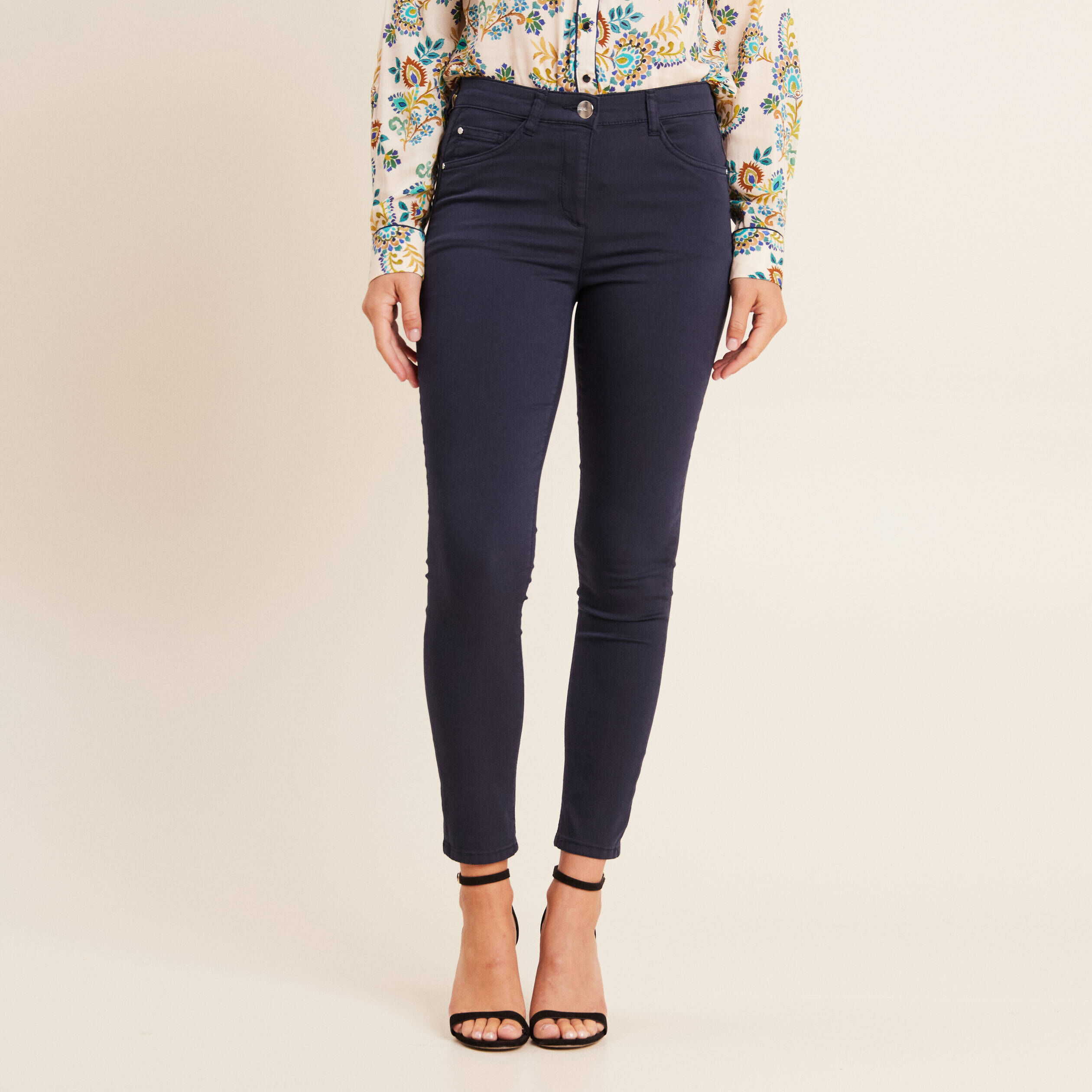 Pantalon toile top bleu marine femme