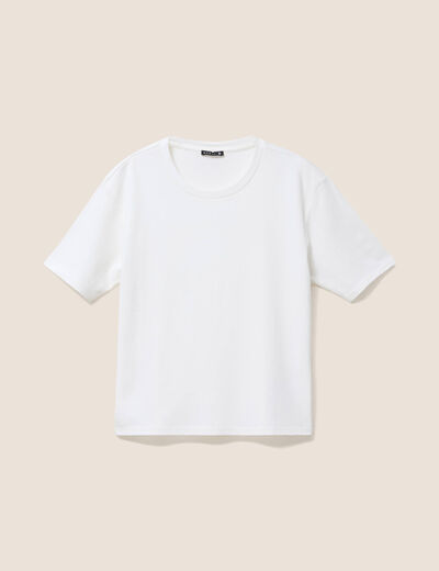 T-shirt ample col rond manches courtes ecru femme