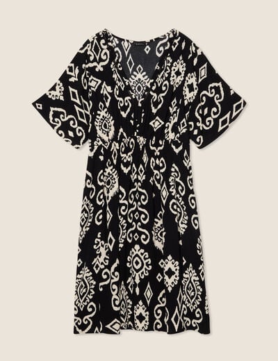 Robe évasée fluide noir femme