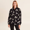 Chemise fluide brod&eacute;e manches longues noir femme