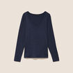 T-shirt ajust&eacute; col v manches longues bleu marine femme