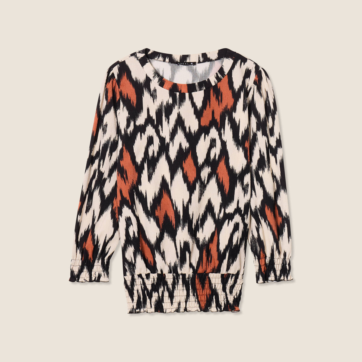Blouse manches 3/4 orange femme
