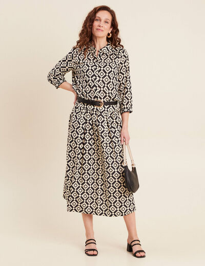 Chemise manches 3/4 noir femme