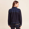 Veste droite courte manches longues denim brut femme
