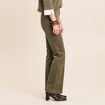 Pantalon bootcut taille haute velours vert kaki femme