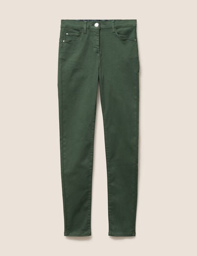 Jean magique L'Unique coupe ajust&eacute;e vert bouteille femme