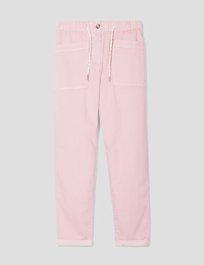 Pantalon coupe mom 7/8&egrave;me rose pastel femme